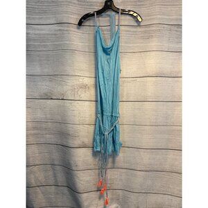 YOA Blue Embroidered Boho Coverup With Tassels